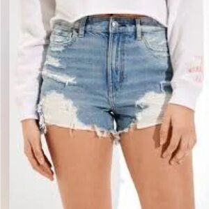 American Stretch Jean Shorts Distressed Size 6 (shown in picture in DARK blue)